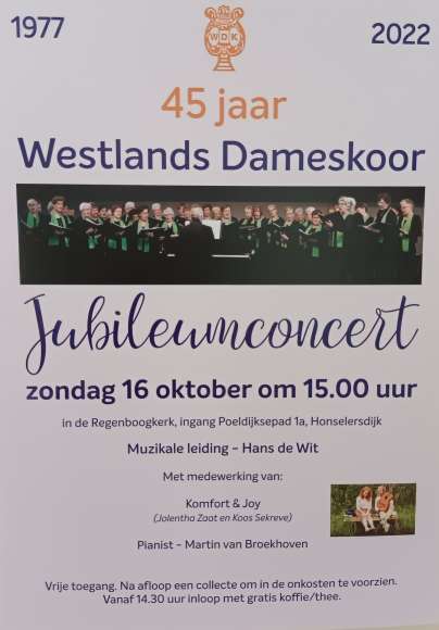 Jubileum concert 45 jaar Westlands Dameskoor